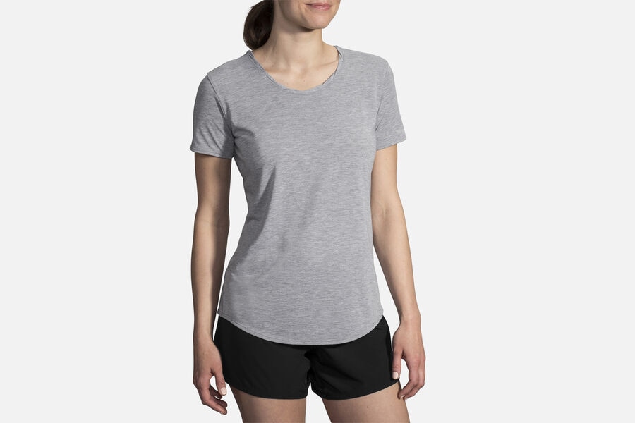 Brooks Women's Distance Sleeve Tops Heather Ash ( APNWR4759 )